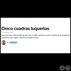 CINCO CUADRAS LUQUEÑAS - Por BLAS BRÍTEZ - Viernes, 21 de Enero de 2022